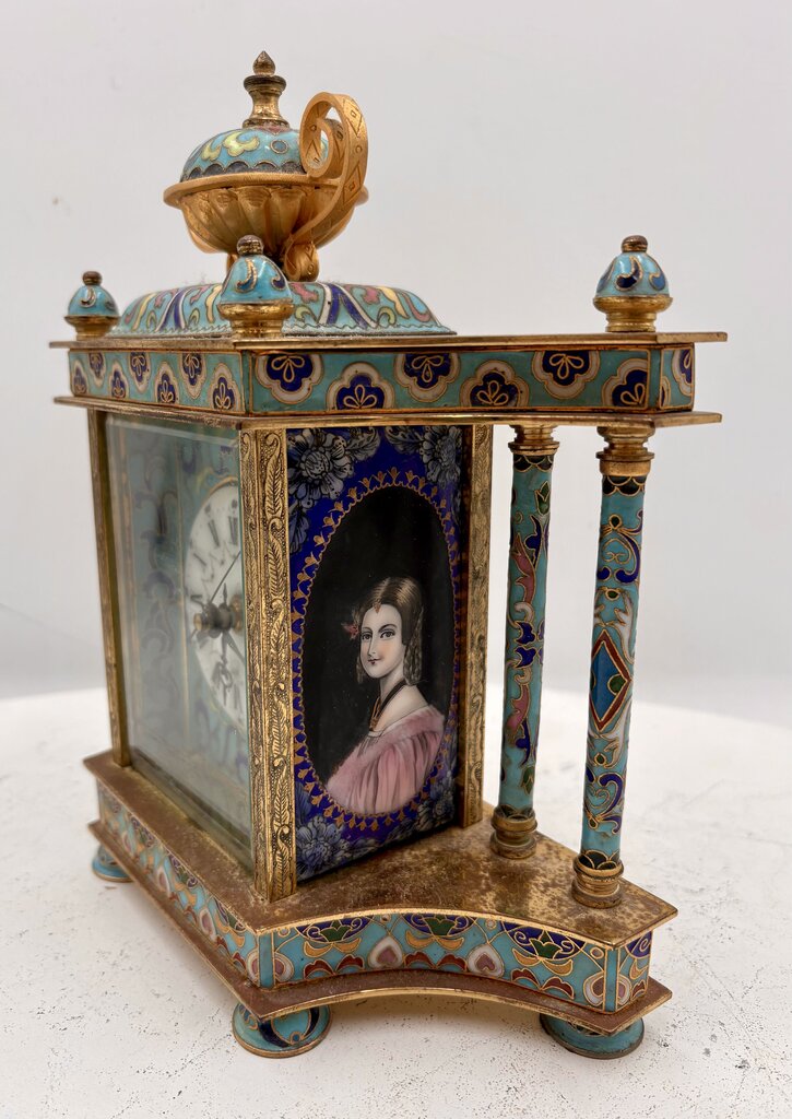 Chinese Brass and Cloisonné Mantel Clock (Not Working)
