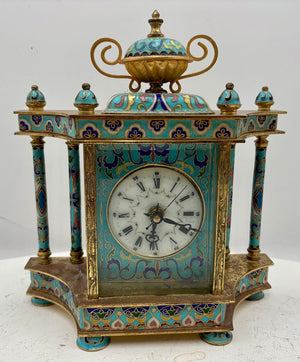 Chinese Brass and Cloisonné Mantel Clock (Not Working)