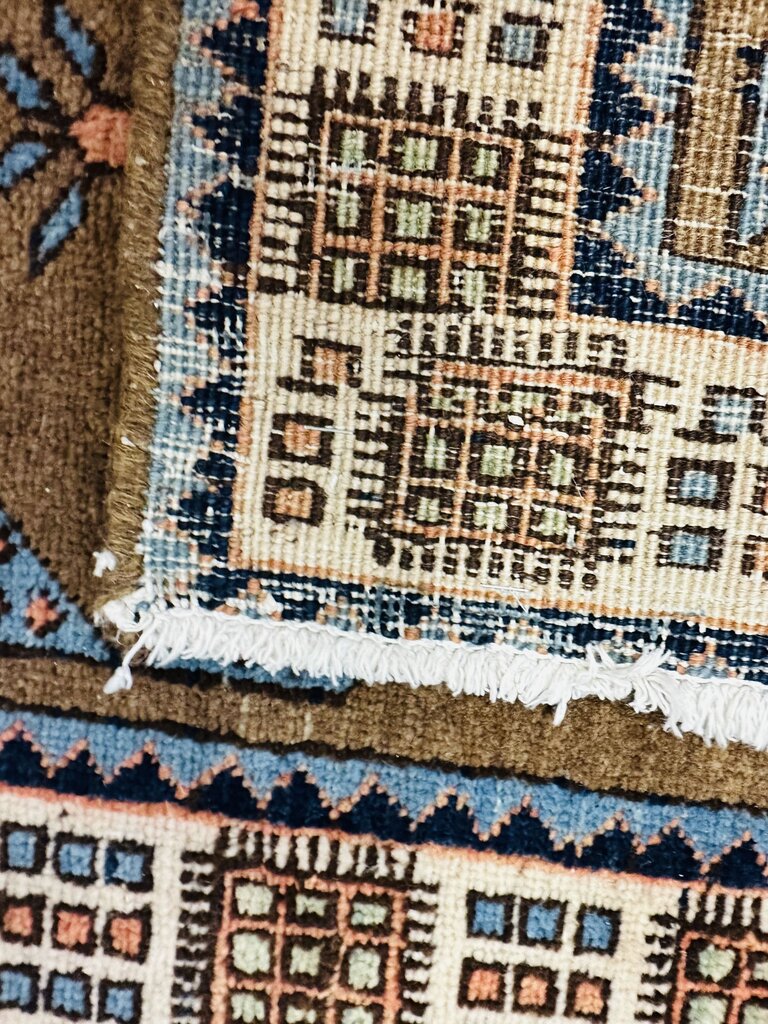 Vintage Kurdish Tribal Oushak Wool Runner Rug 80x32