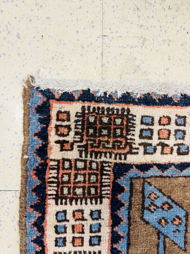 Vintage Kurdish Tribal Oushak Wool Runner Rug 80x32