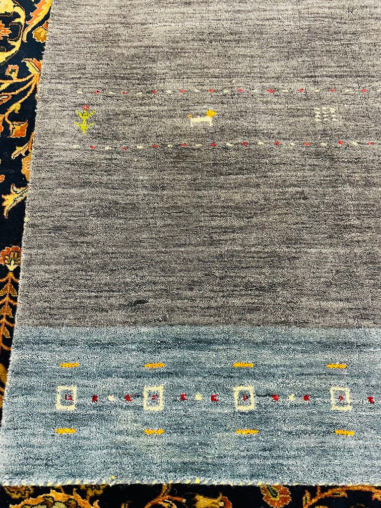 Gabbeh Hand-Knotted Wool Rug 7'.4 x 5'.5