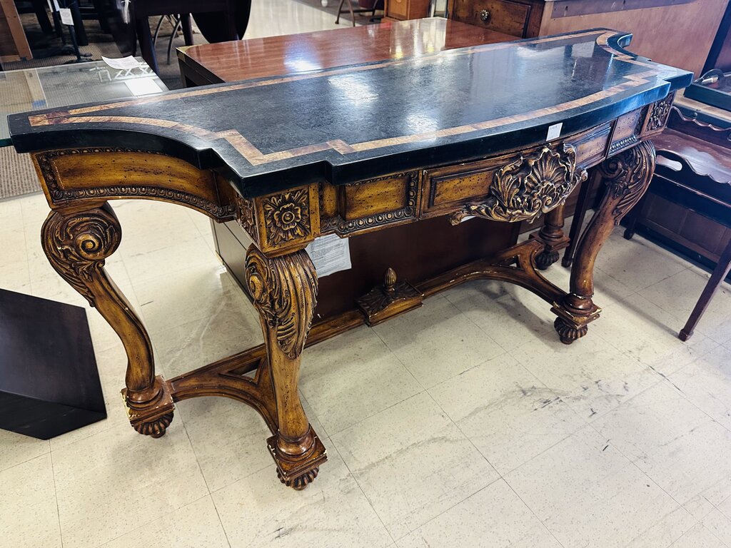 Italian Rococo Style Marble Top Console Table 19x60x32