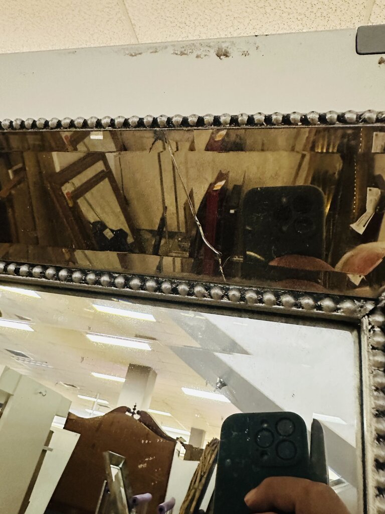 Tall Beaded Frame Mirror 20x70 (small frame crack )