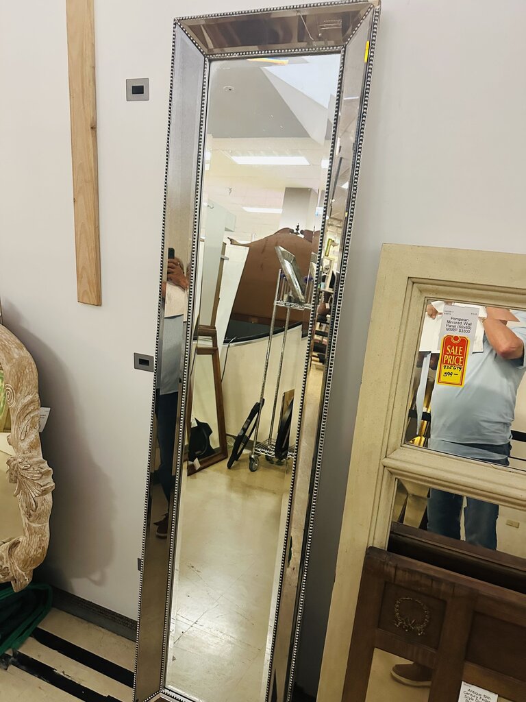Tall Beaded Frame Mirror 20x70 (small frame crack )