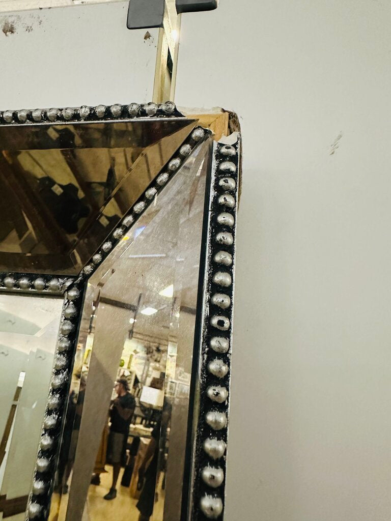 Tall Beaded Frame Mirror 20x70 (small frame crack )