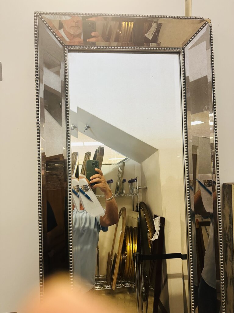 Tall Beaded Frame Mirror 20x70 (small frame crack )