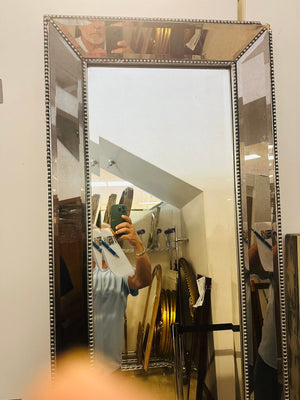 Tall Beaded Frame Mirror 20x70 (small frame crack )