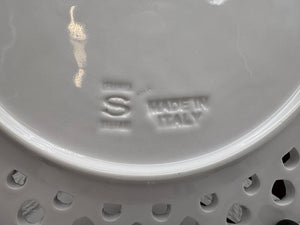 Ceramica Stefani Italy White Embossed Pierced Edge Charger Plates Set (8pcs)