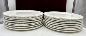 Ceramica Stefani Italy White Embossed Pierced Edge Charger Plates Set (8pcs)
