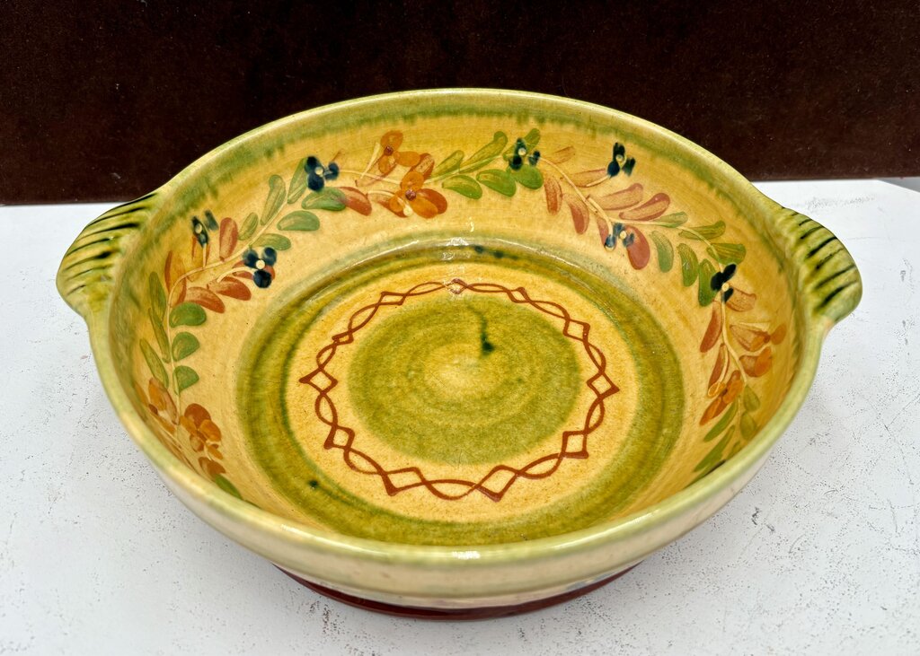 Souleo Terre E Provence Yellow Floral Pottery Handled Bowl