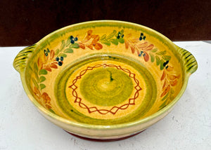 Souleo Terre E Provence Yellow Floral Pottery Handled Bowl