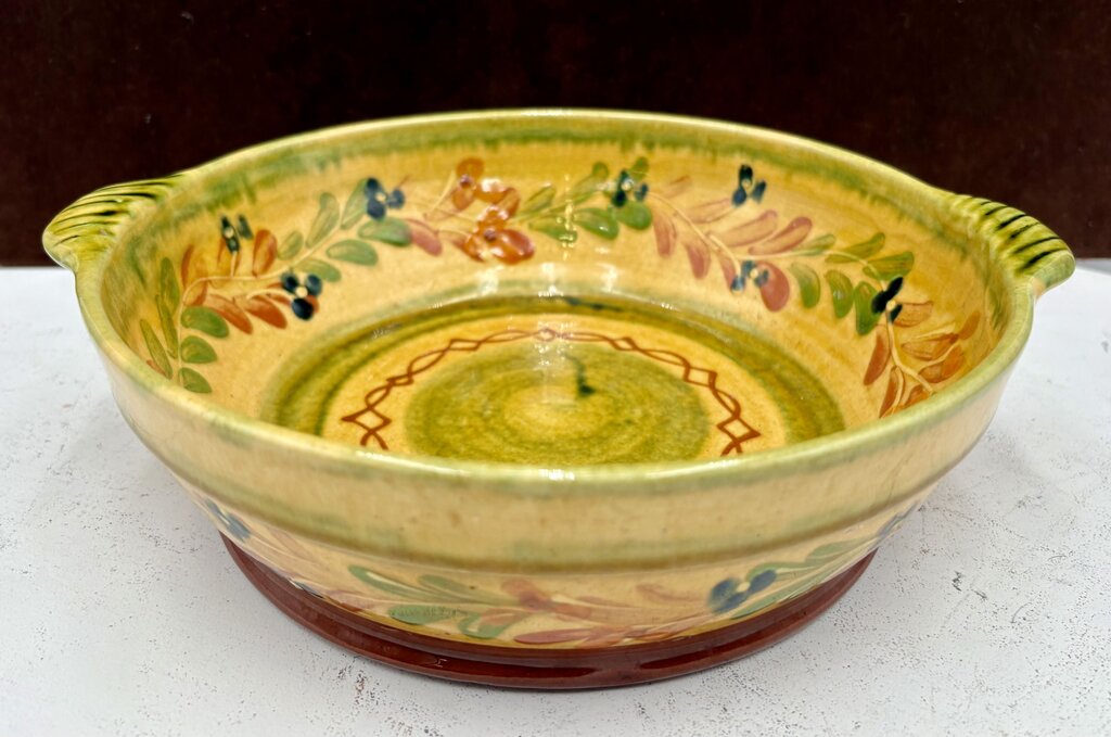 Souleo Terre E Provence Yellow Floral Pottery Handled Bowl