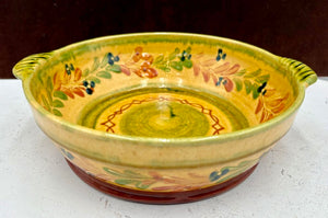 Souleo Terre E Provence Yellow Floral Pottery Handled Bowl