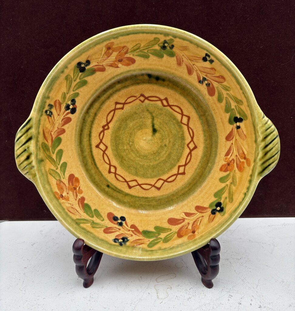 Souleo Terre E Provence Yellow Floral Pottery Handled Bowl