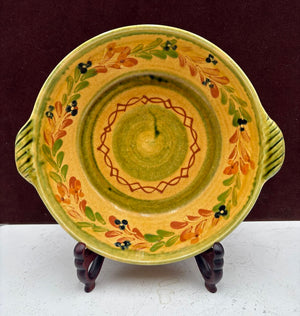 Souleo Terre E Provence Yellow Floral Pottery Handled Bowl