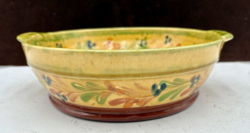 Souleo Terre E Provence Yellow Floral Pottery Handled Bowl