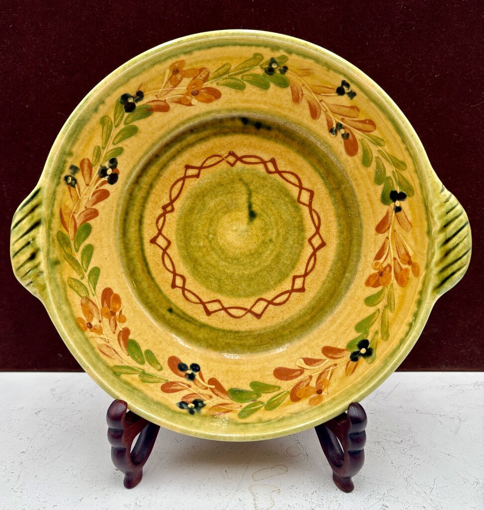 Souleo Terre E Provence Yellow Floral Pottery Handled Bowl