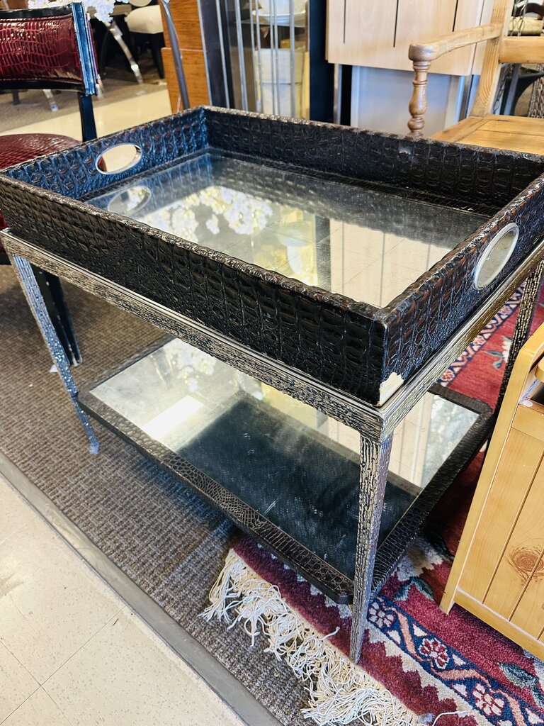 John Richard Leather Tray Side Table 19x29x25