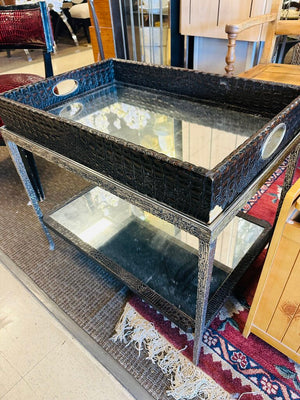 John Richard Leather Tray Side Table 19x29x25