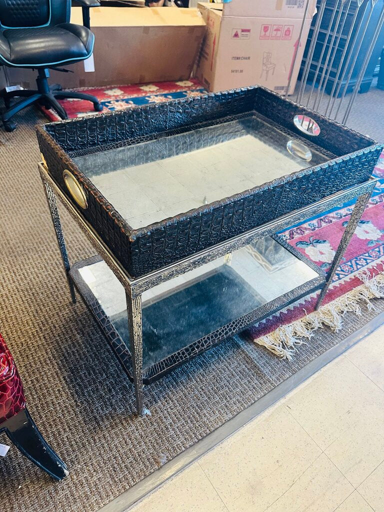 John Richard Leather Tray Side Table 19x29x25