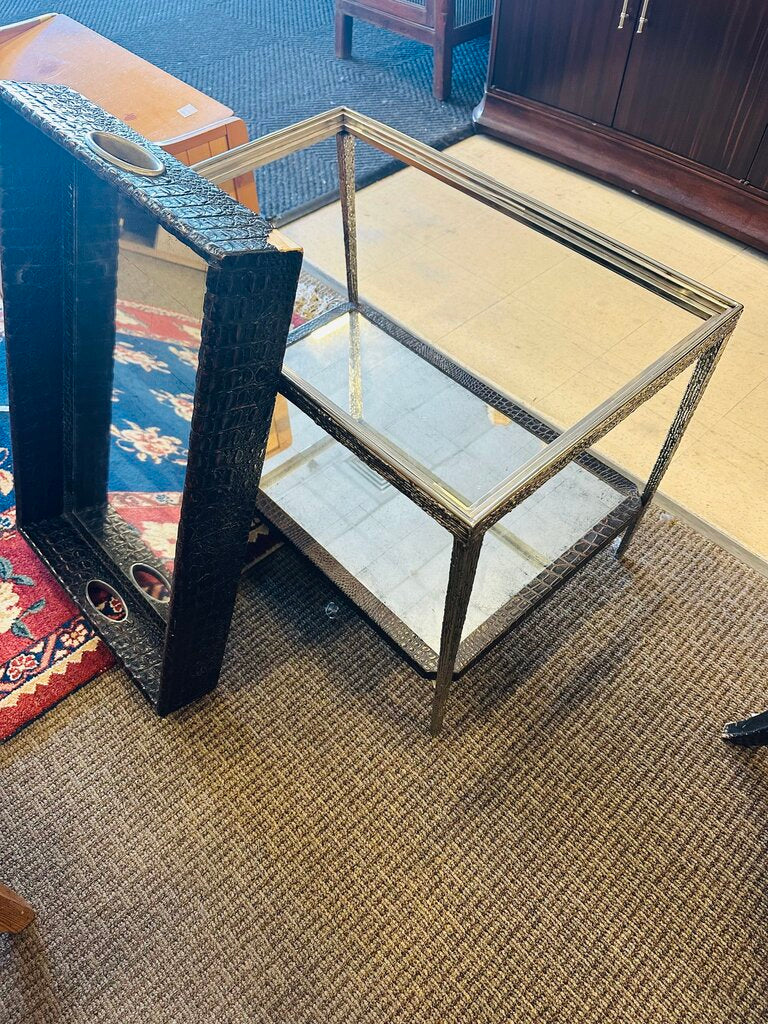 John Richard Leather Tray Side Table 19x29x25