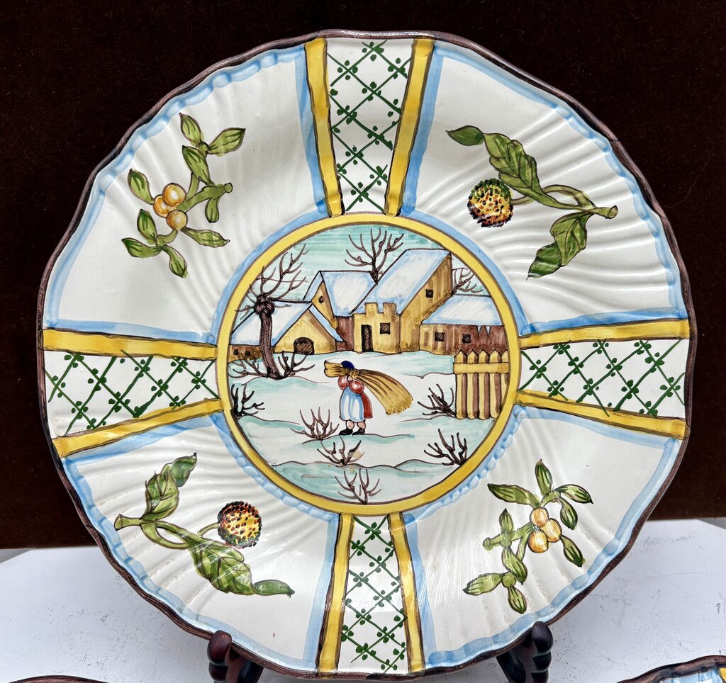 Italian Vietri sul Mare "Winter Harvest" Decorative Wall Plate 11.75"