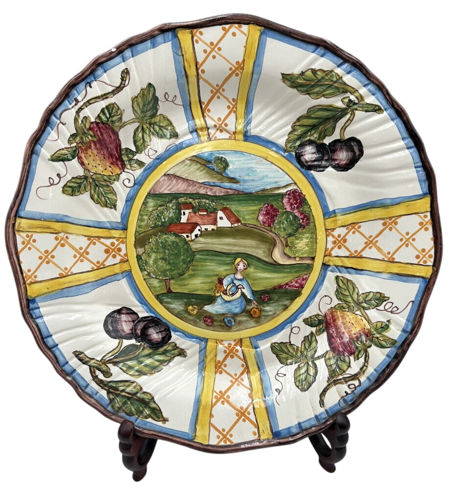 Italian Vietri sul Mare "Four Seasons" Decorative Wall Plate 11.6" by Miss Daisy's Consignment & Auction House