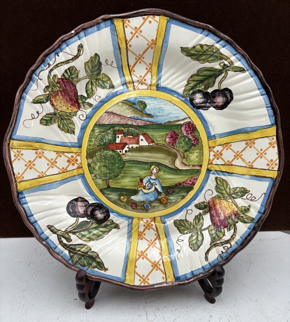 Italian Vietri sul Mare "Four Seasons" Decorative Wall Plate 11.6"
