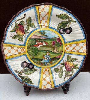 Italian Vietri sul Mare "Four Seasons" Decorative Wall Plate 11.6"