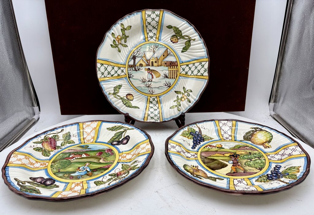 Italian Vietri sul Mare "Four Seasons" Decorative Wall Plate 11.6"