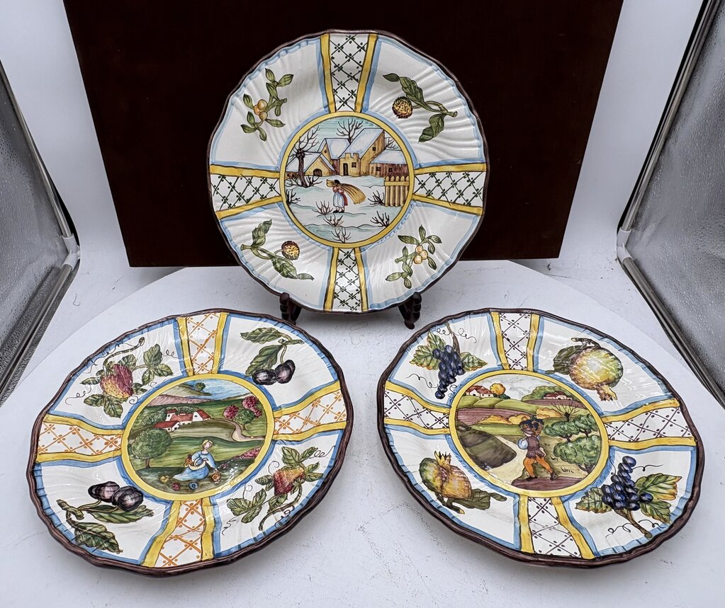 Italian Vietri sul Mare "Four Seasons" Decorative Wall Plate 11.6"