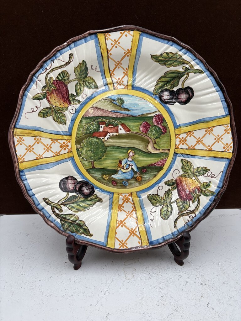 Italian Vietri sul Mare "Four Seasons" Decorative Wall Plate 11.6"