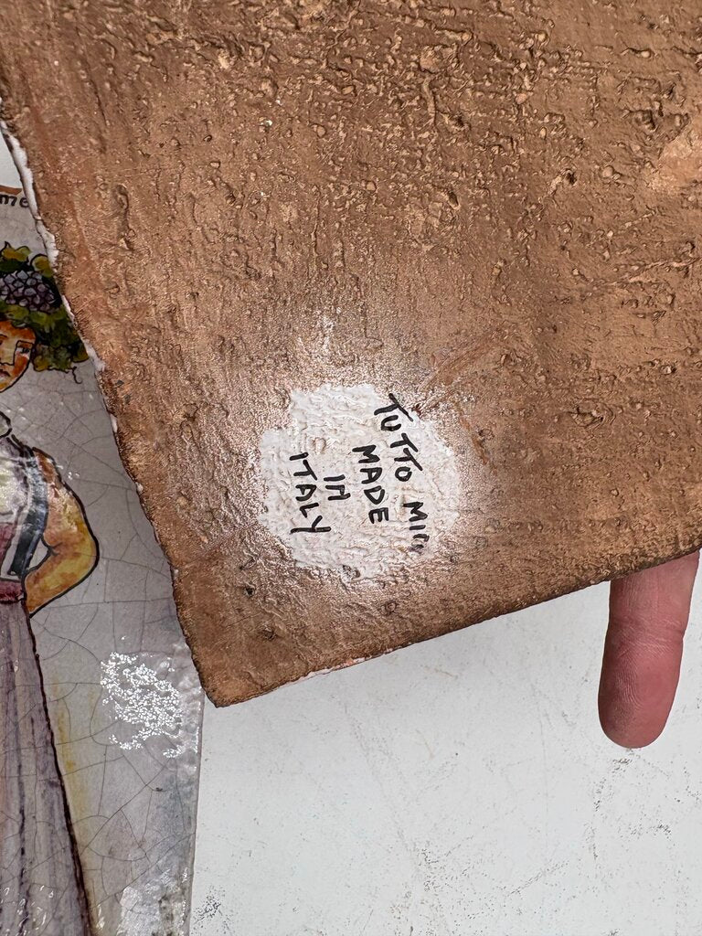 Tutto Mio " Antichi Mestieri - La Contadina" Italian Terracotta Hand Painted Tile #7/MMVI