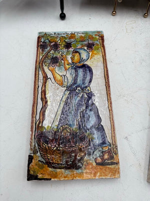 Tutto Mio " Raccolta dell'Uva" Italian Terracotta Hand Painted Tile #1/MMVIII