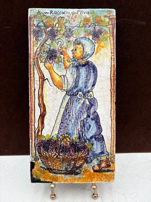 Tutto Mio " Raccolta dell'Uva" Italian Terracotta Hand Painted Tile #1/MMVIII