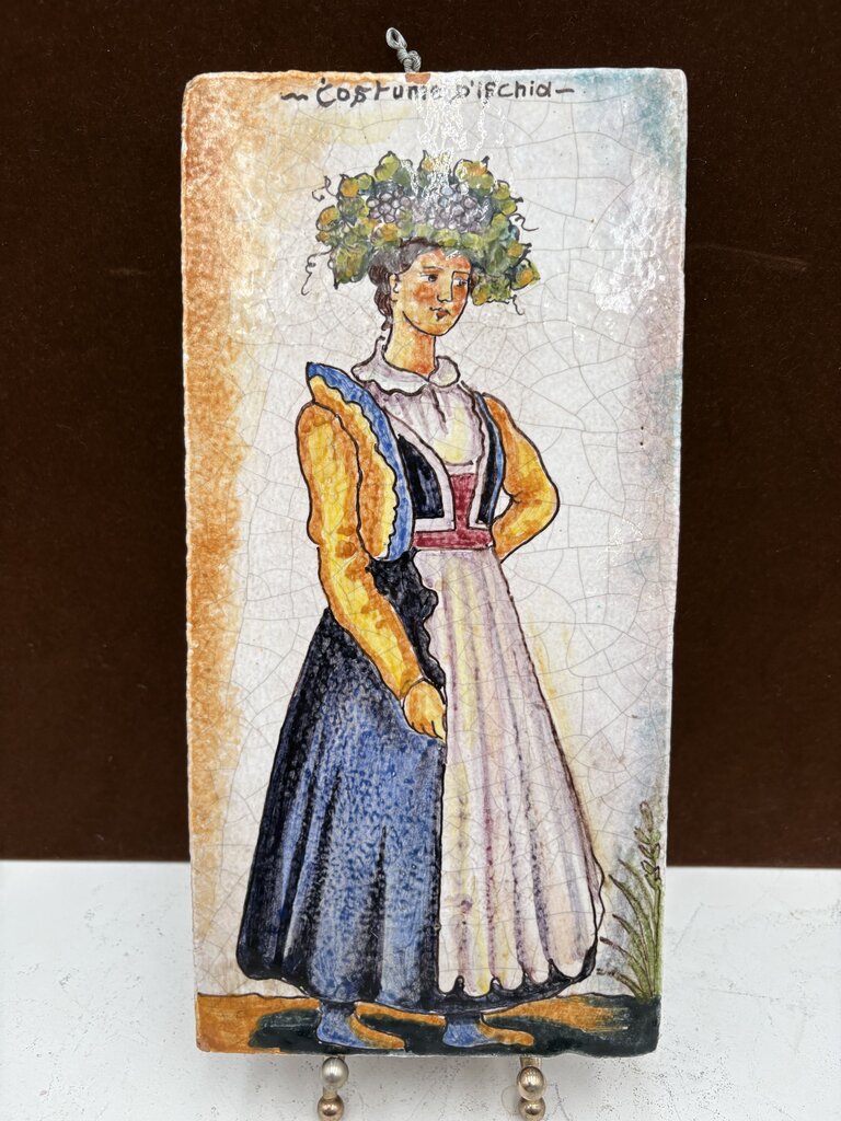 Tutto Mio " Costume D'Ischia" Italian Terracotta Hand Painted Tile #2/MMVII