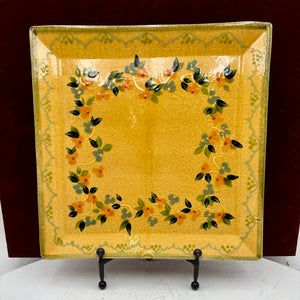 Souleo Terre E Provence Yellow Floral Pottery Square Platter 14.5"