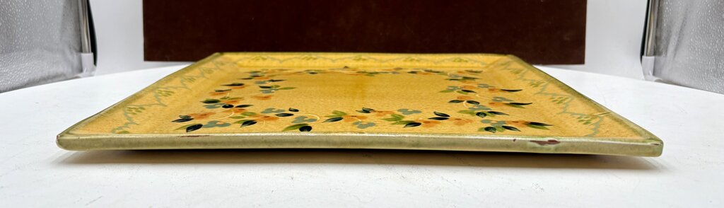 Souleo Terre E Provence Yellow Floral Pottery Square Platter 14.5"