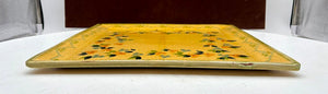 Souleo Terre E Provence Yellow Floral Pottery Square Platter 14.5"