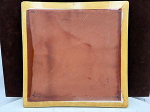 Souleo Terre E Provence Yellow Floral Pottery Square Platter 14.5"
