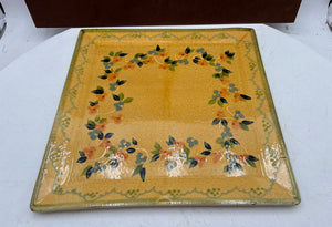 Souleo Terre E Provence Yellow Floral Pottery Square Platter 14.5"
