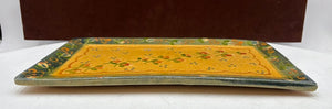 Souleo Terre E Provence Yellow Floral Green Trim Pottery Rectangular Platter 14"
