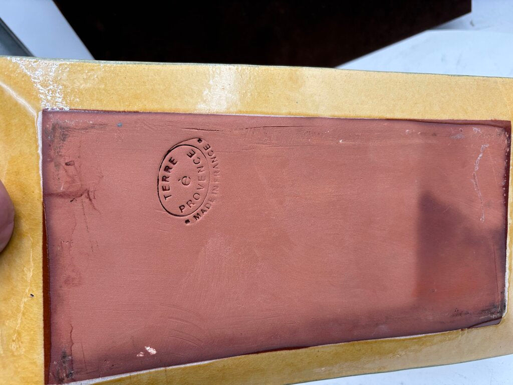 Souleo Terre E Provence Yellow Floral Green Trim Pottery Rectangular Platter 14"