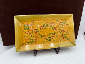 Souleo Terre E Provence Yellow Floral Pottery Rectangular Platter 14"