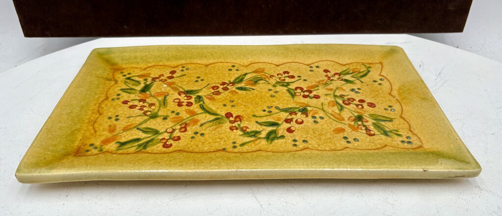 Souleo Terre E Provence Yellow Floral Pottery Rectangular Platter 14"
