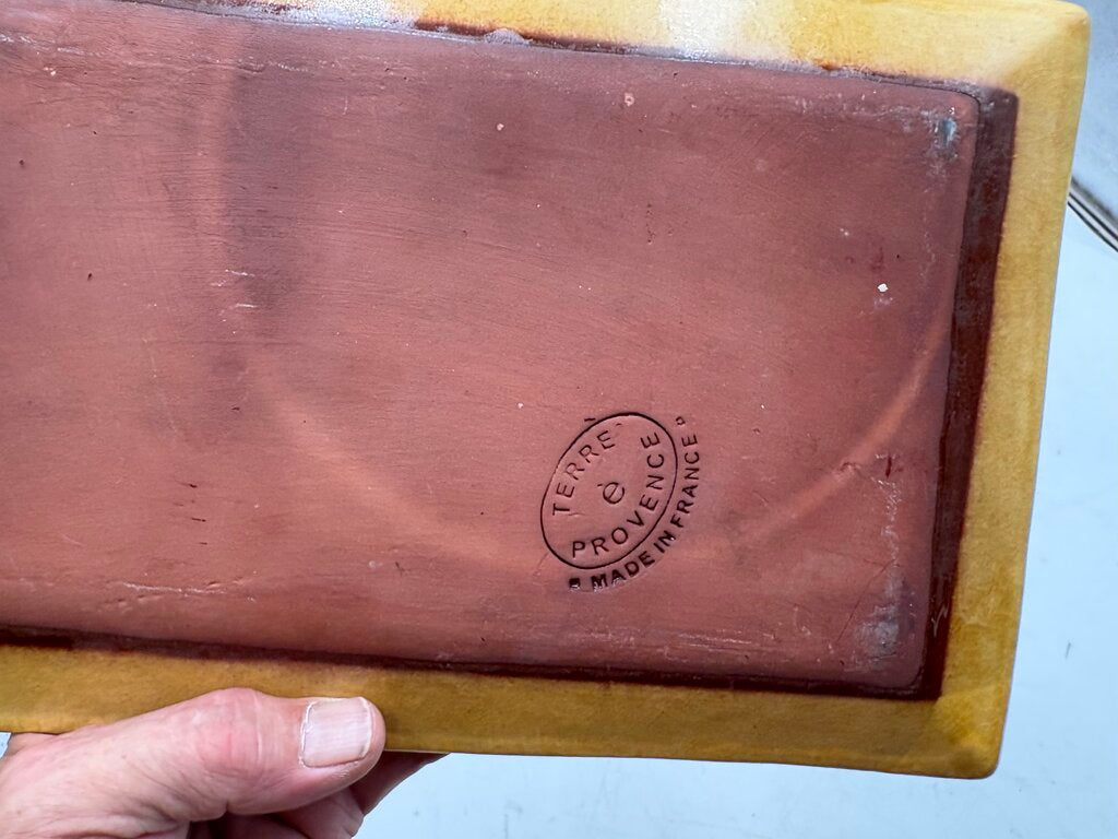 Souleo Terre E Provence Yellow Floral Pottery Rectangular Platter 14"
