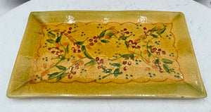 Souleo Terre E Provence Yellow Floral Pottery Rectangular Platter 14"