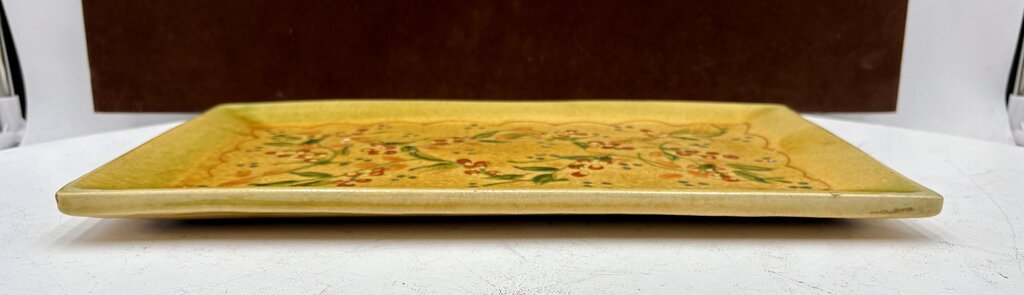 Souleo Terre E Provence Yellow Floral Pottery Rectangular Platter 14"