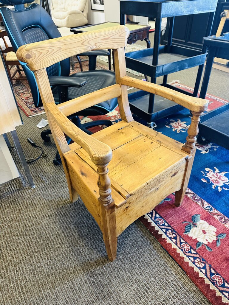 Vintage Pine Chamber Pot Chair