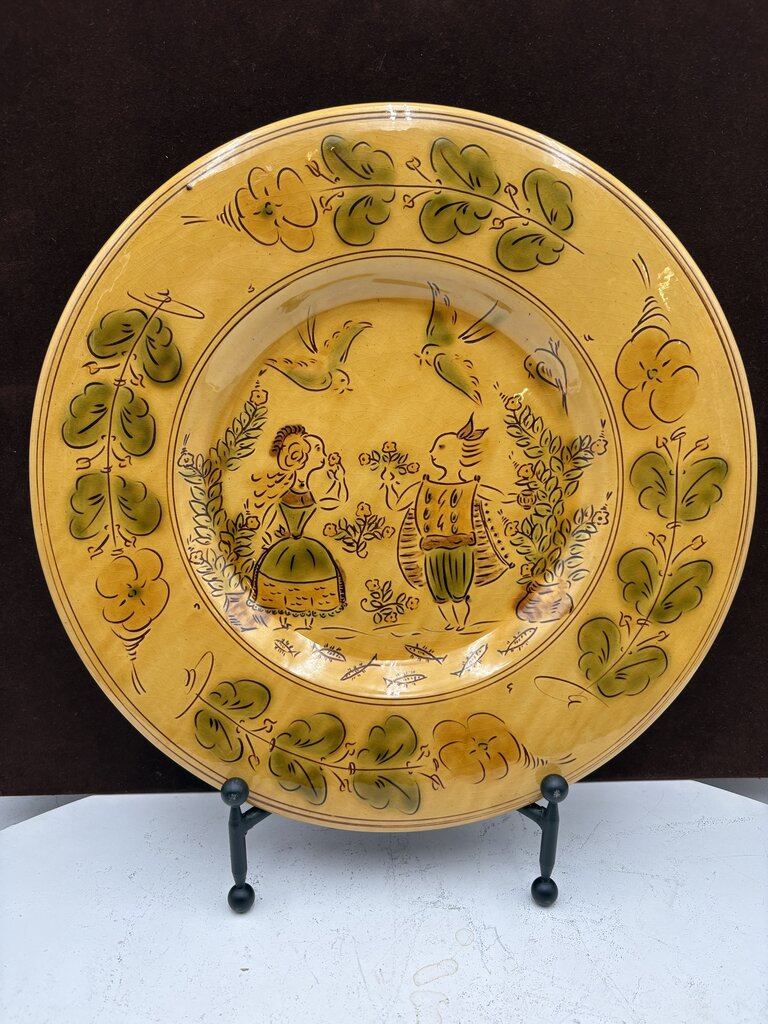 Souleo Terre E Provence for Pastis & Co. "Happy Couple" Pottery Round Platter 14"